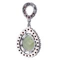 Bohemian Garnet And Moldavite Sterling Silver Pear Shaped Pendant