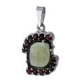 Bohemian Garnet And Moldavite Sterling Silver Pendant