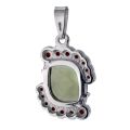 Bohemian Garnet And Moldavite Sterling Silver Pendant