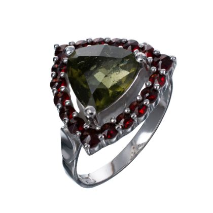 moldavite ring silver