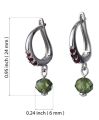 Bohemian Garnet And Moldavite Sterling Silver English Lock Earrings