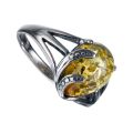 ring amber stone in silver