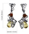 Sterling Silver and Baltic Amber English Lock Bumblebee Earrings