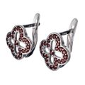 Bohemian Garnet English Lock Four Leaf Clover Earrings