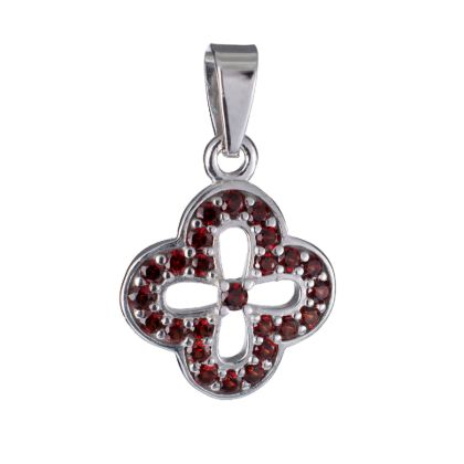 Bohemian Garnet Four Leaf Clover Pendant