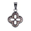 Bohemian Garnet Four Leaf Clover Pendant