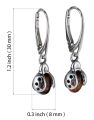 Sterling Silver and Baltic Honey Amber French Leverback Ladybug Earrings