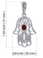 Sterling Silver and Baltic  Honey Amber Hamsa Hand Pendant