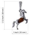 Sterling Silver and Baltic  Honey Amber Horse Pendant