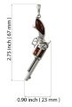Sterling Silver and Baltic Amber  Pistol Gun Revolver Pendant - SKU 053926495177