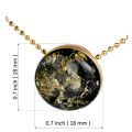 Gold Plated 925 Sterling Silver Green Baltic Round Amber Pendant