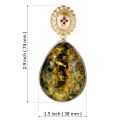 Gold Plated 925 Sterling Silver Green Pear Shaped Baltic Amber Pendant