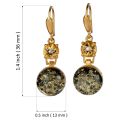 Baltic Green Amber Drop Earrings in Gold-Plated Sterling Silver