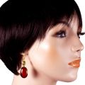 Gold Plated 925 Sterling Silver Cherry Baltic Amber Dangle Earrings