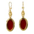 Gold Plated 925 Sterling Silver Cherry Baltic Amber Dangle Earrings