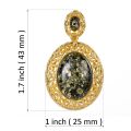 Gold Plated 925 Sterling Silver Oval Green Baltic  Amber Pendant