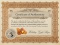 Certificate of Authenticity for genuine Baltic amber jewelry from Holiday Gift Shops, confirming authentic amber and International Amber Association standards