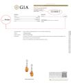 GIA Gemological Identification Report confirming genuine Baltic amber for teardrop earrings, showing report number 2221083013 and lab-verified amber species