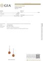GIA gemological identification report for round Baltic amber earrings, showing cabochon cut, brownish orange color, transparency and lab testing details, official Gemological Institute of America certification document