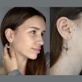 Baltic Honey Amber Dragonfly Drop Earrings in Sterling Silver