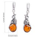 Sterling Silver and Baltic Honey Amber Earrings "August"
