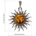 GIA Certified Sterling Silver and Baltic Amber Sun Pendant (Large)