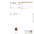 GIA identification report confirming genuine Baltic amber carved rose pendant in sterling silver, transparent reddish orange amber, heated treatment