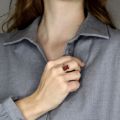 Baltic Honey Amber Rectangle Ring in Sterling Silver