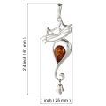 Sterling Silver and Baltic Amber Lucky Cat With Bell Pendant Necklace