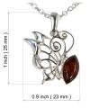 Sterling Silver and Baltic Honey Amber Resting Butterfly Pendant