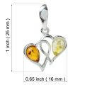 Sterling Silver and Baltic Honey and Lemon Amber Pendant "Hearts"