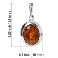 Sterling Silver and Baltic Honey Oval Amber Pendant "Aine"