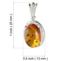 Sterling Silver and Baltic Honey Oval Amber Pendant "Ana"