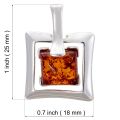 Sterling Silver and Baltic Honey Square Amber Pendant