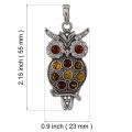 Sterling Silver and Baltic Multicolored Amber Owl Pendant