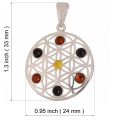 "Gale" Multicolor Baltic Amber Pendant in Sterling Silver