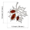 Sterling Silver and Baltic Honey Amber Pendant "Maple Leaf"