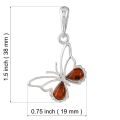 Sterling Silver and Baltic Honey Amber Butterfly Pendant