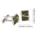 Sterling Silver and Baltic Green Amber Cufflinks