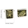 Sterling Silver and Baltic Green Amber Rectangle Cufflinks
