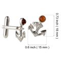 Sterling Silver and Baltic Honey Amber "Anchor" Cufflinks