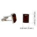 Sterling Silver Baltic Honey Amber Cufflinks