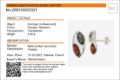 Amber Experts identification micro report certifying genuine Baltic amber sterling silver stud earrings, showing orange and green amber, weight 2.94 g, issued in Gdańsk Poland