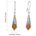 Sterling Silver and Baltic Honey Amber Kidney Hook  Earrings "Flora"