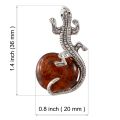 Sterling Silver and Baltic Honey Amber Lizard Brooch