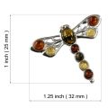 Sterling Silver and Baltic Amber Dragonfly Brooch (Small)