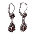 Bohemian Garnet Sterling Silver Lever Back Dangling Earrings