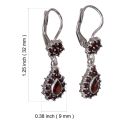 Bohemian Garnet Sterling Silver Lever Back Dangling Earrings