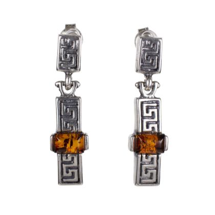 Sterling Silver and Baltic Honey Amber Post Back Earrings