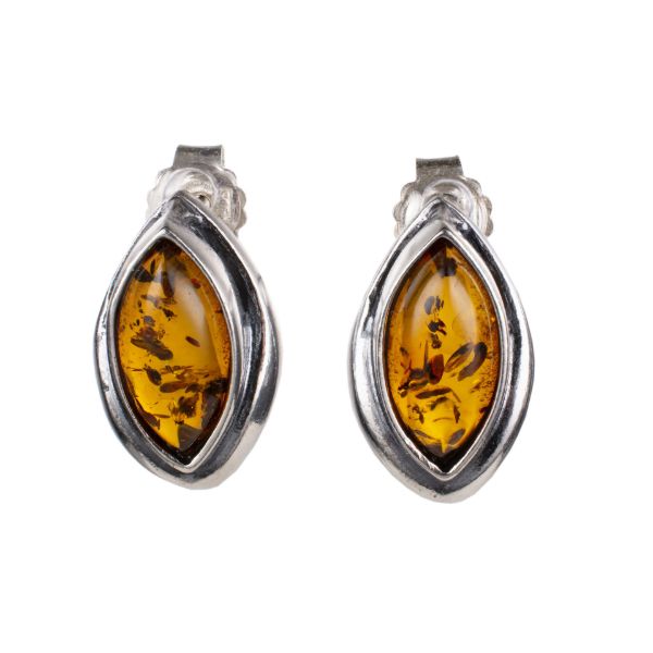 "Harper" Baltic Honey Amber Earrings in Sterling Silver